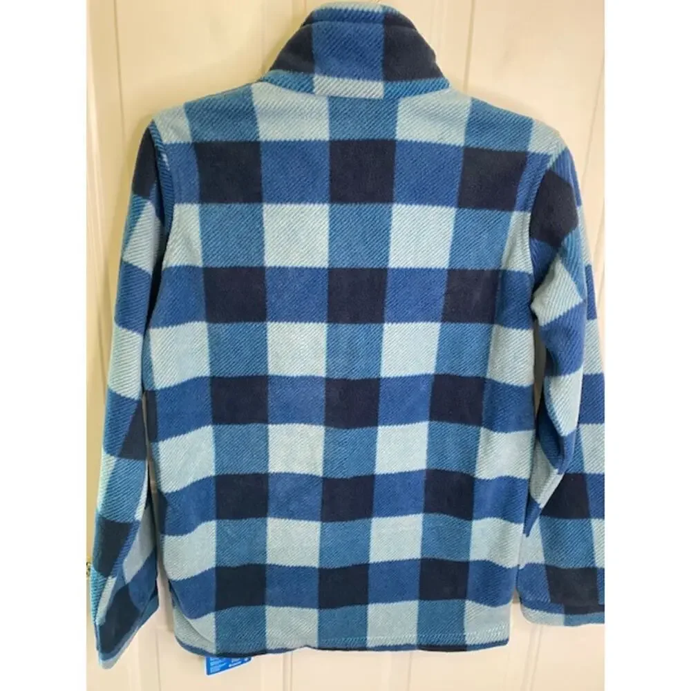 Columbia Youth Boys/Girls L Zing III‎ Full Zip Fleece Jacket Buffalo Plaid Blue
